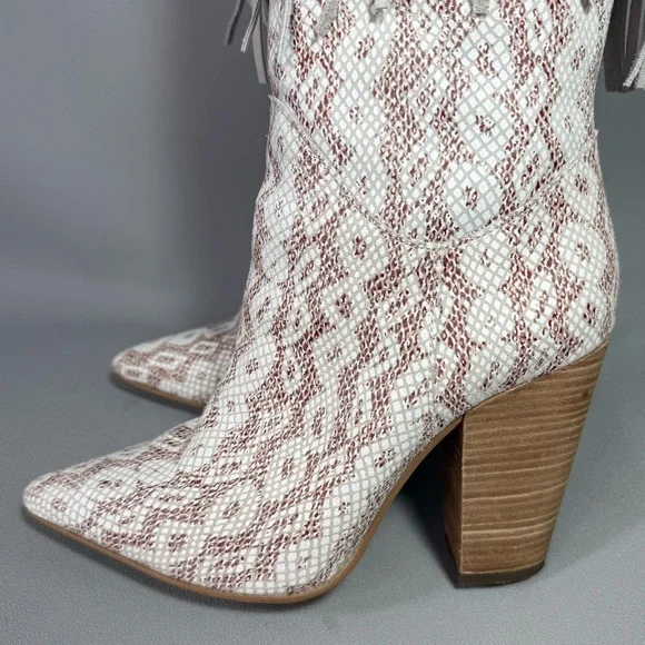 Dingo Kitty Kat Snake Print Fringe Tall Western Leather Boots like new - Picture 6 of 15